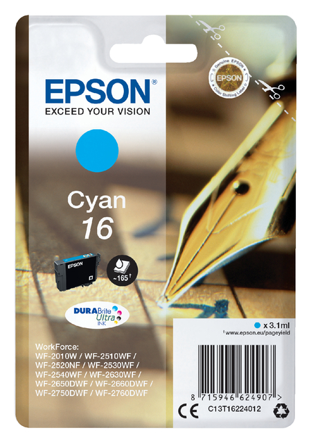 Inktcartridge Epson 16 T1622 blauw afbeelding
