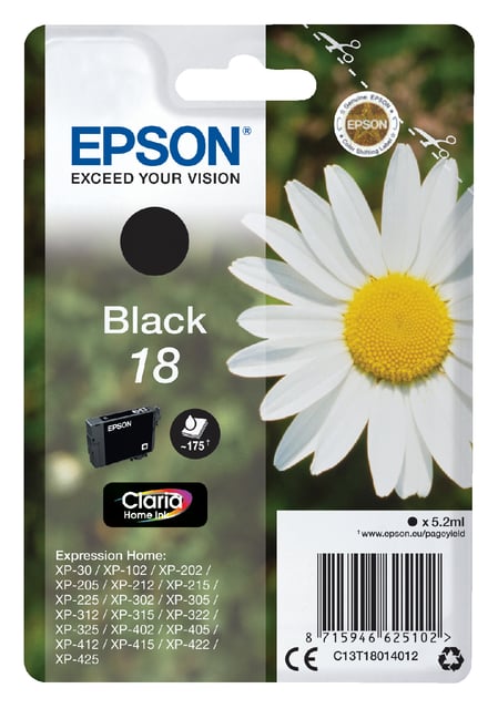 Inktcartridge Epson 18 T1801 zwart afbeelding