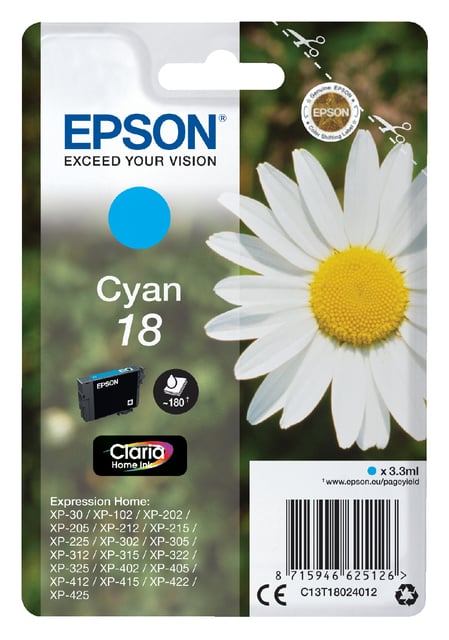 Inktcartridge Epson 18 T1802 blauw afbeelding