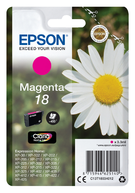 Inktcartridge Epson 18 T1803 rood afbeelding