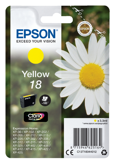 Inktcartridge Epson 18 T1804 geel afbeelding