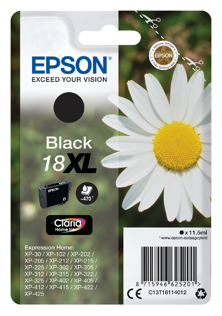 Inktcartridge Epson 18XL T1811 zwart afbeelding