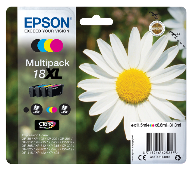 Inktcartridge Epson 18XL T1816 zwart + 3 kleuren afbeelding