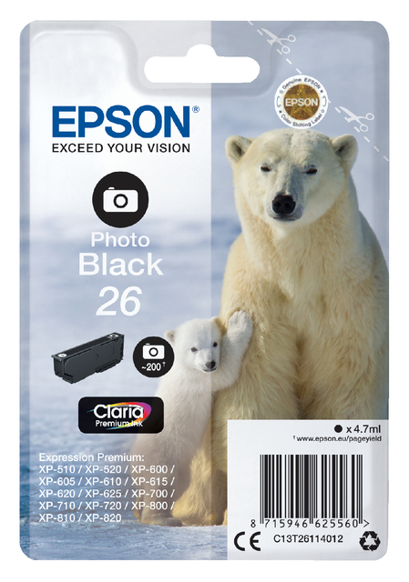 Inktcartridge Epson 26 T2611 foto zwart afbeelding