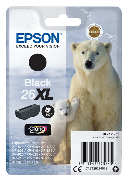 Inktcartridge Epson 26XL T2621 zwart afbeelding
