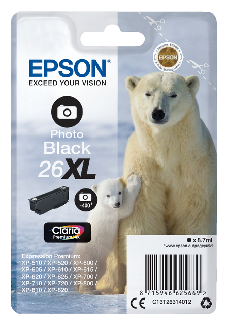 Inktcartridge Epson 26XL T2631 foto zwart afbeelding
