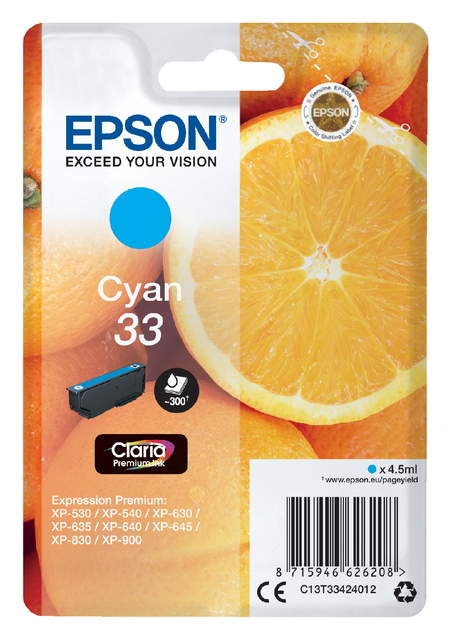 Inktcartridge Epson 33 T3341 blauw afbeelding