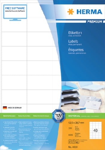 Etiket HERMA 4610 52.5x29.7mm premium wit 8000stuks