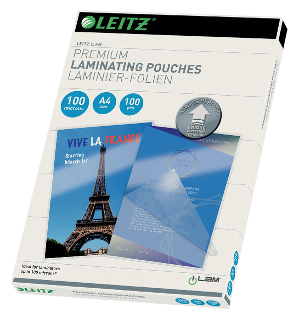 Lamineerhoes Leitz iLAM A4 2x100micron 100 stuks afbeelding