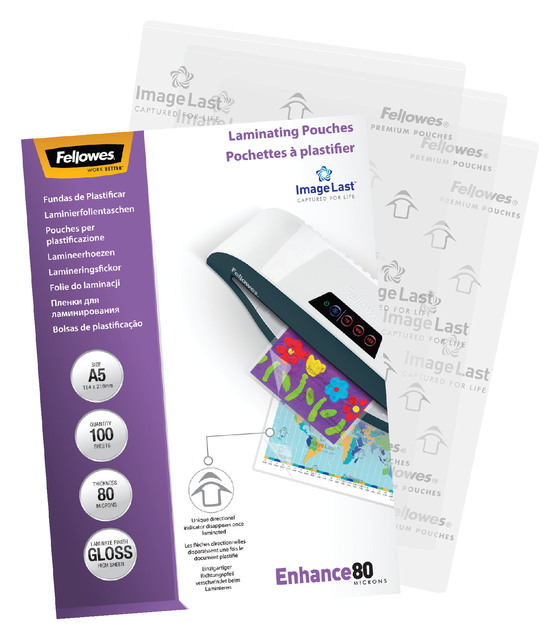 Lamineerhoes Fellowes A5 2x80micron glans 100 stuks — Foto 2 van 2