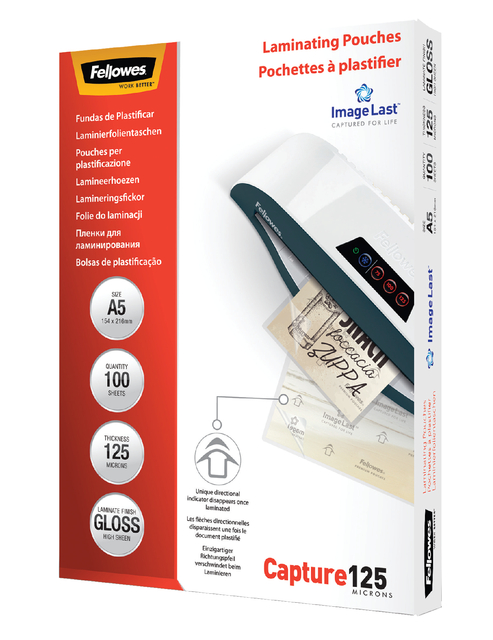 Lamineerhoes Fellowes A5 2x125micron glans 100 stuks afbeelding