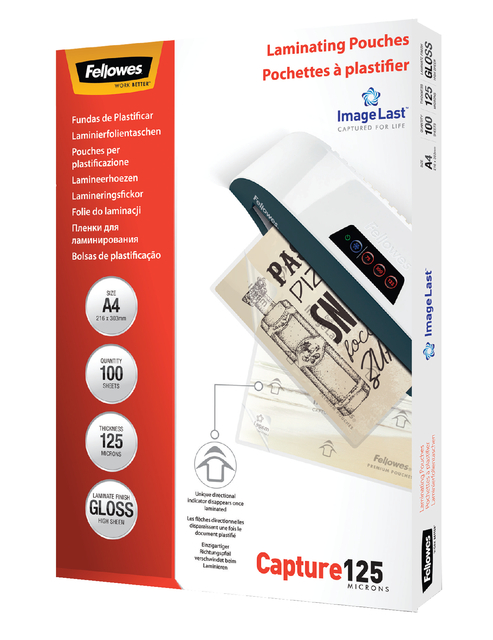 Lamineerhoes Fellowes A4 2x125micron glans 100 stuks afbeelding