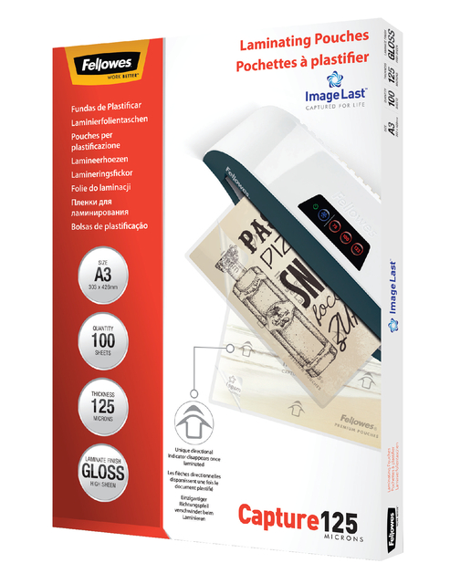 Lamineerhoes Fellowes A3 2x125micron glans 100 stuks afbeelding