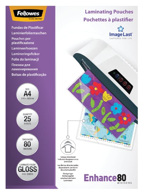 Lamineerhoes Fellowes A4 2x80micron glans 25 stuks afbeelding