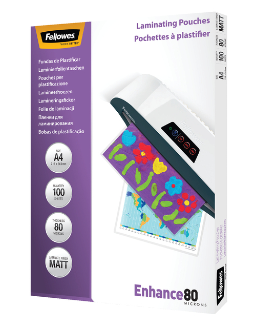 Lamineerhoes Fellowes A4 2x80micron mat 100 stuks afbeelding