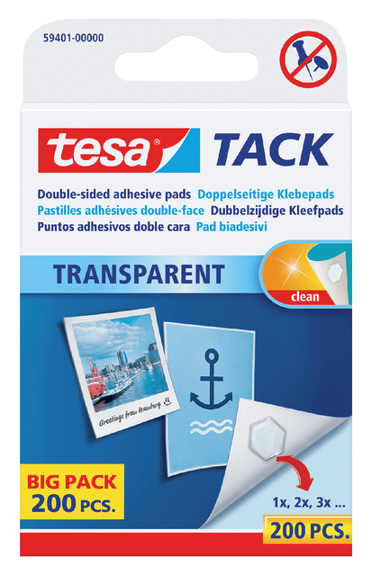 Kleefpads tesa® TACK dubbelzijdig transparant 200 stuks 200 stuks afbeelding