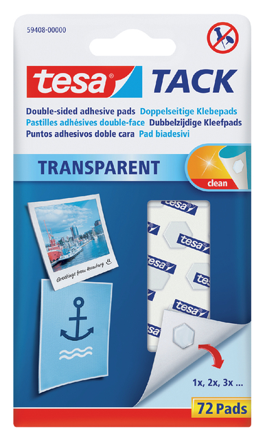 Kleefpads tesa® TACK dubbelzijdig transparant 72 stuks afbeelding