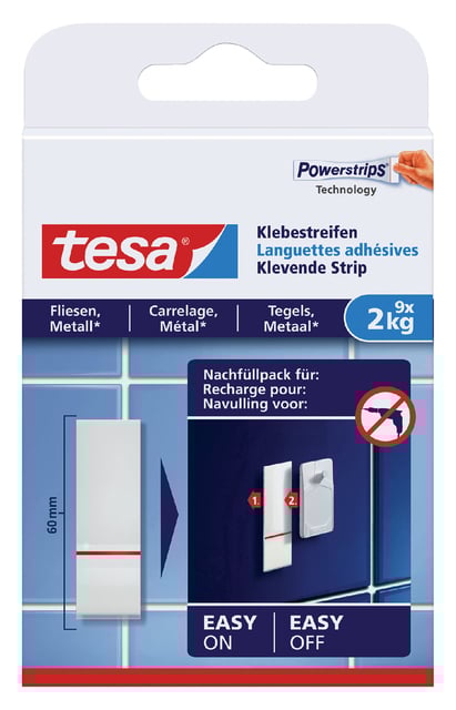 Kleefstrips tesa® tegels & metaal 2kg wit 9 stuks afbeelding