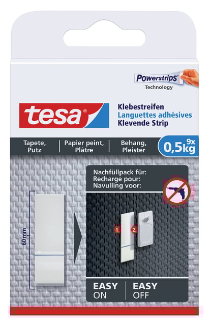 Kleefstrips tesa® behang & pleisterwerk 0,5kg wit 9 stuks 9 stuks afbeelding