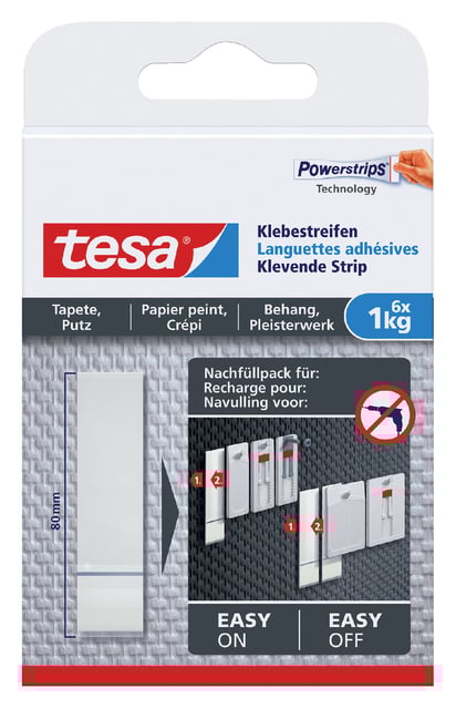 Kleefstrips tesa® behang & pleisterwerk 1kg wit 6 stuks 6 stuks afbeelding