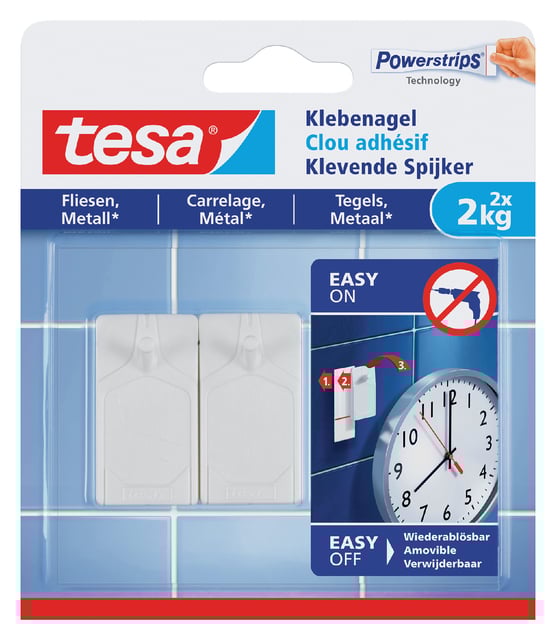Klevende Spijker tesa® tegels & metaal 2kg wit 2 stuks afbeelding