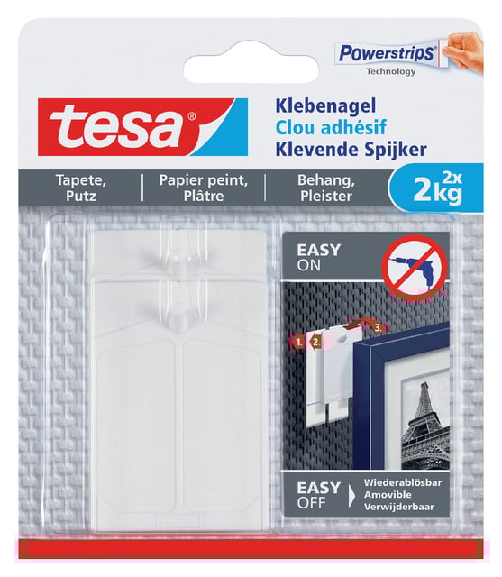 Klevende spijker tesa® behang en pleisterwerk 2kg wit 2 stuks afbeelding