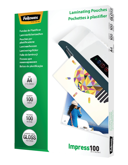 Lamineerhoes Fellowes A4 2x100micron glans 100 stuks afbeelding