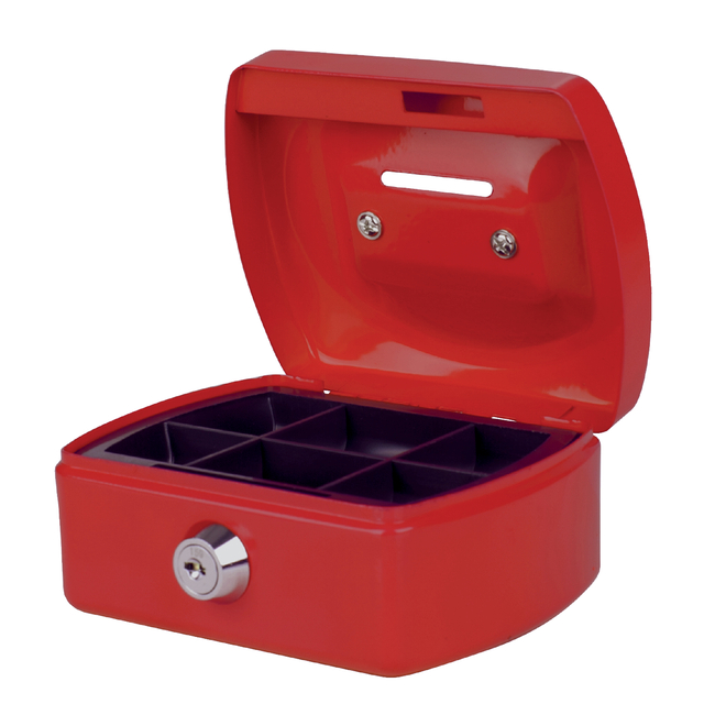 Geldkist Pavo met muntgleuf 125x95x60mm rood afbeelding