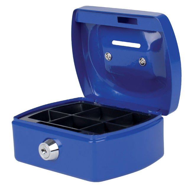 Geldkist Pavo met muntgleuf 125x95x60mm blauw afbeelding
