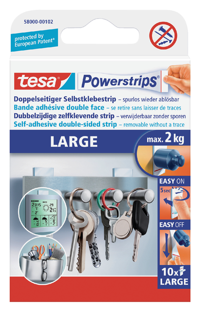 Kleefstrips tesa Powerstrips® LARGE dubbelzijdig 2kg 10 stuks afbeelding