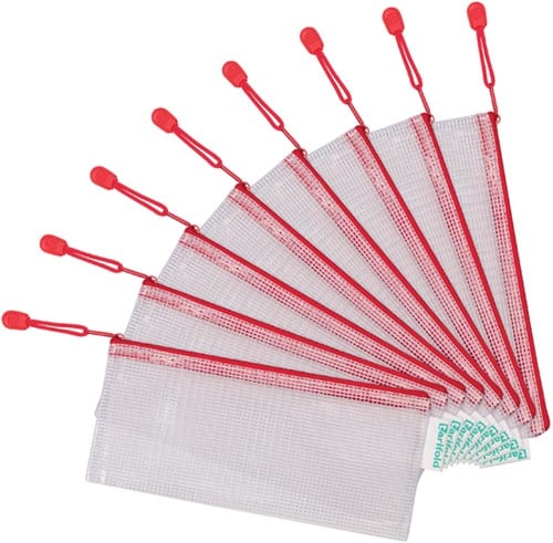 Opbergtas Zipper met rits 250x115mm PVC rood