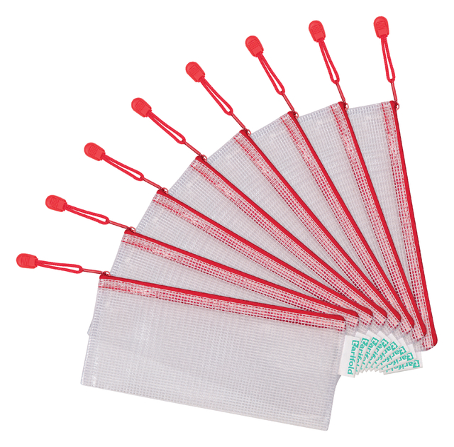 Opbergtas Zipper met rits 250x115mm PVC rood afbeelding