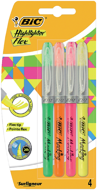 Markeerstift Bic flex assorti blister à 4 stuks afbeelding
