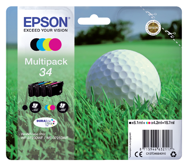 Inktcartridge Epson 34 T3466 zwart + 3 kleuren afbeelding