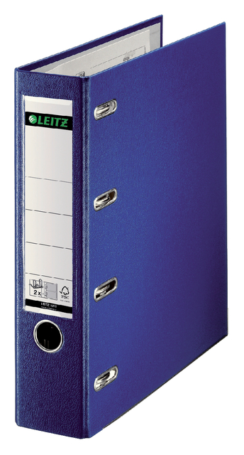 Giro-bank ordner Leitz A4 met dubbele mechaniek 80mm PP blauw afbeelding