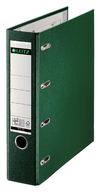 Giro-/bank ordner Leitz A4 met dubbele mechaniek 80mm PP groen afbeelding
