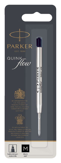 Balpenvulling Parker Quinkflow medium zwart blister à 1 stuk afbeelding
