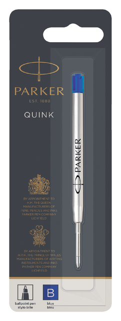 Balpenvulling Parker Quink breed blauw breed blister à 1 stuk afbeelding