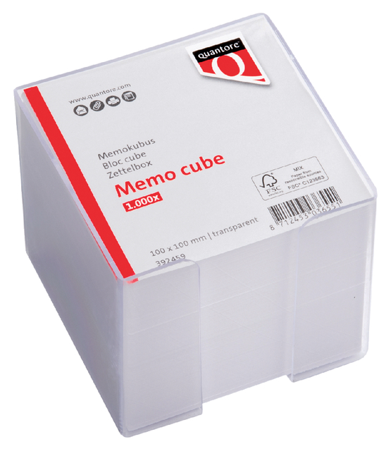Memokubus Quantore 10x10x9cm transparant met 900vel afbeelding