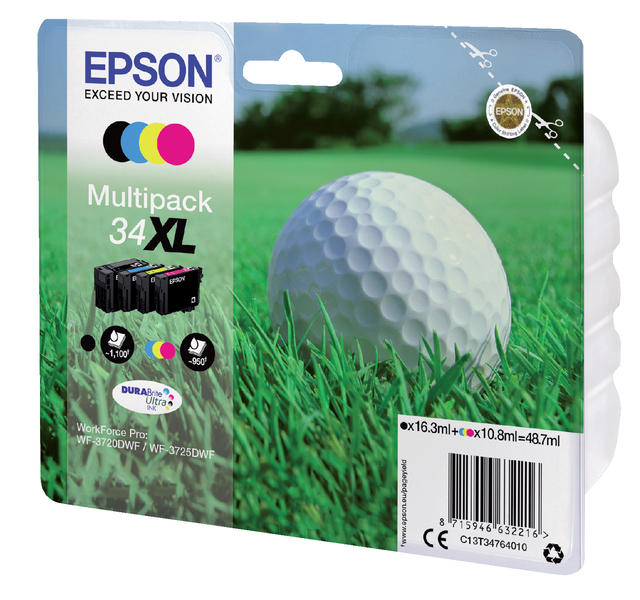 Inktcartridge Epson 34XL T3476 zwart + 3 kleuren afbeelding