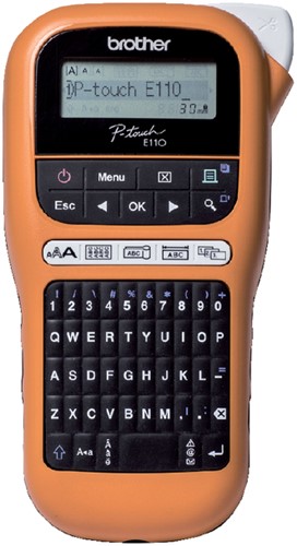 Labelprinter Brother P-touch TZe PT-E110VP draagbaar qwerty 12mm oranje