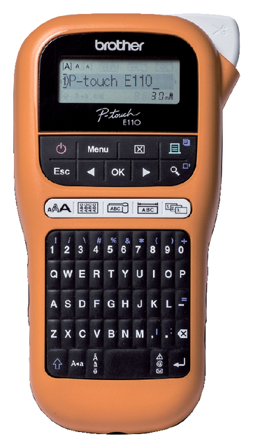 Labelprinter Brother P-touch TZe PT-E110 draagbaar qwerty 12mm oranje afbeelding