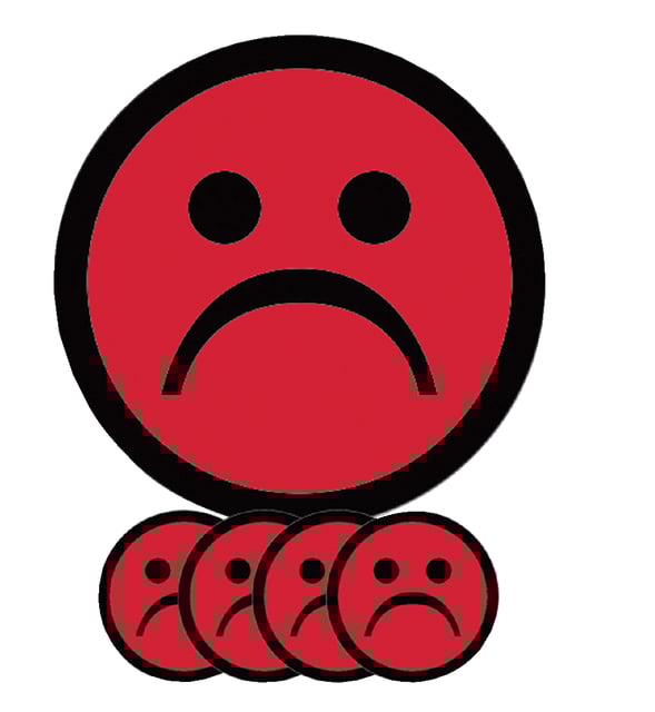 Magneet smiley 75mm emotie bedroefd rood 5 stuks afbeelding