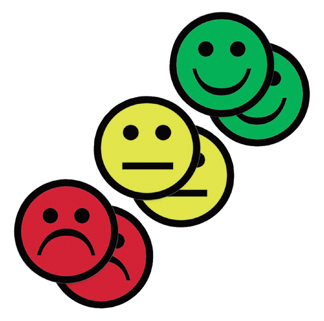 Magneet smiley 75mm 2x geel 2x groen 2x rood afbeelding