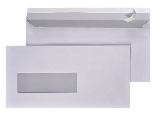 Envelop Hermes EA5/6 110x220mm venster 4x11links zelfklevend 500 stuks afbeelding