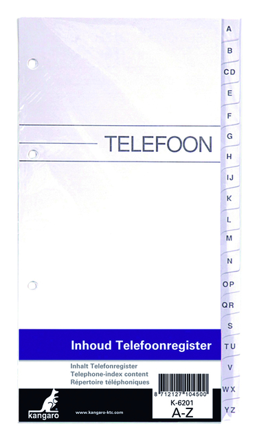 Telefoonalbum Kangaro navulling A-Z 200x100mm 4-rings afbeelding