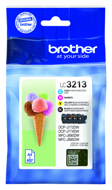 Inktcartridge Brother LC-3213 zwart + 3 kleuren afbeelding