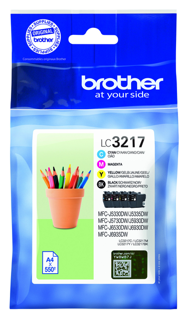 Inktcartridge Brother LC-3217 zwart + 3 kleuren afbeelding