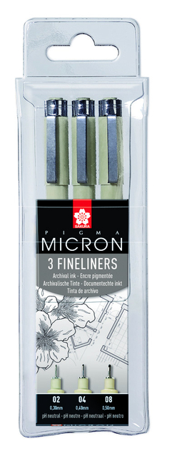 Fineliner Sakura pigma micron blister 3 stuks zwart afbeelding