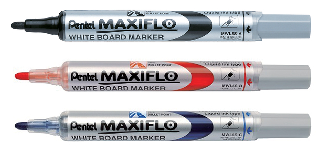 Whiteboardmarker Pentel MWL5S Maxiflo rond 1mm blauw — Foto 2 van 2